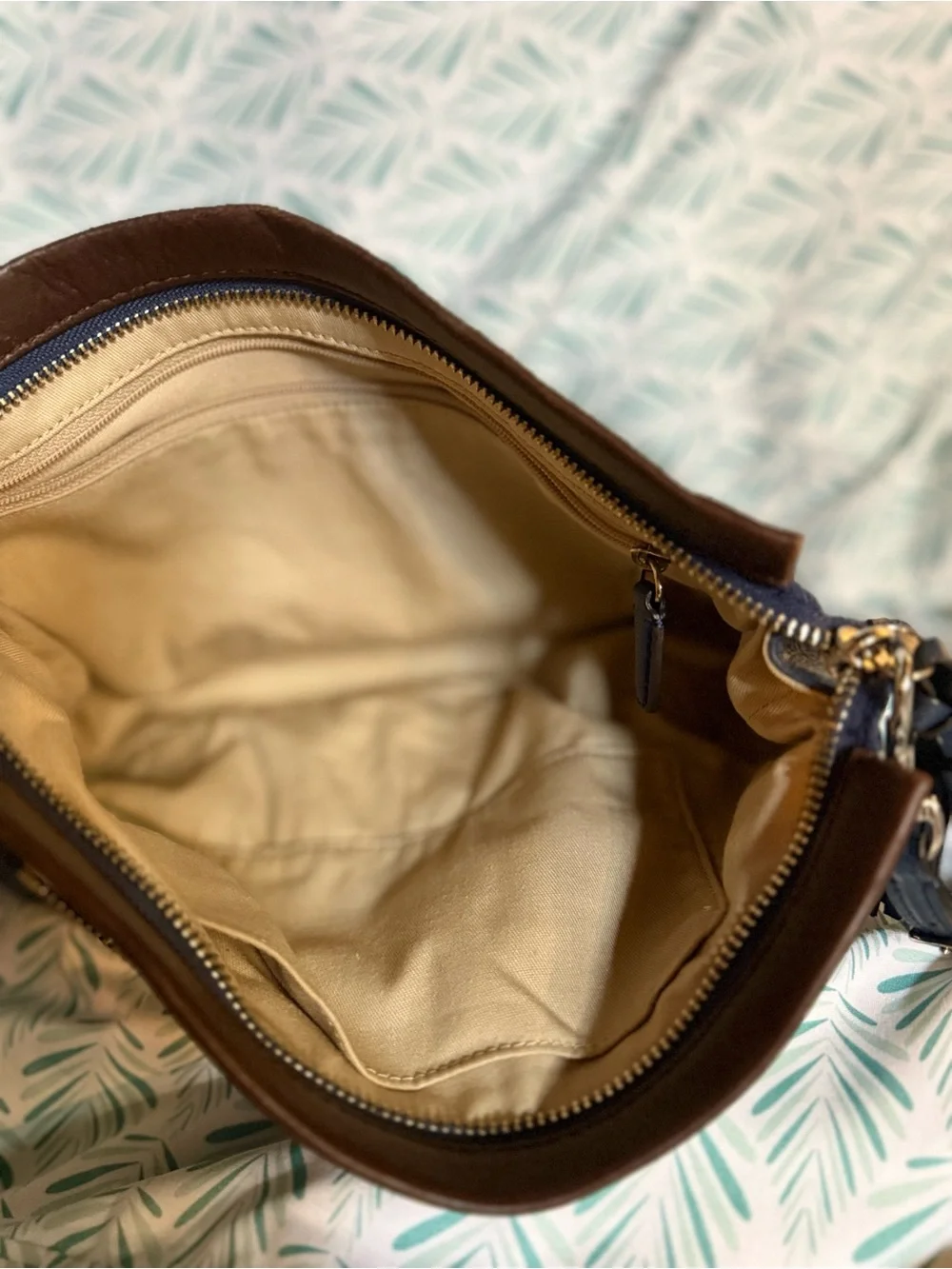 Coach Two-Tone Blue and Brown Leather Wristlet Clutch